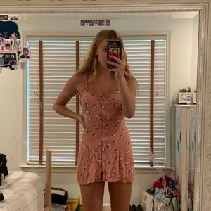 pink mini dress with flower details